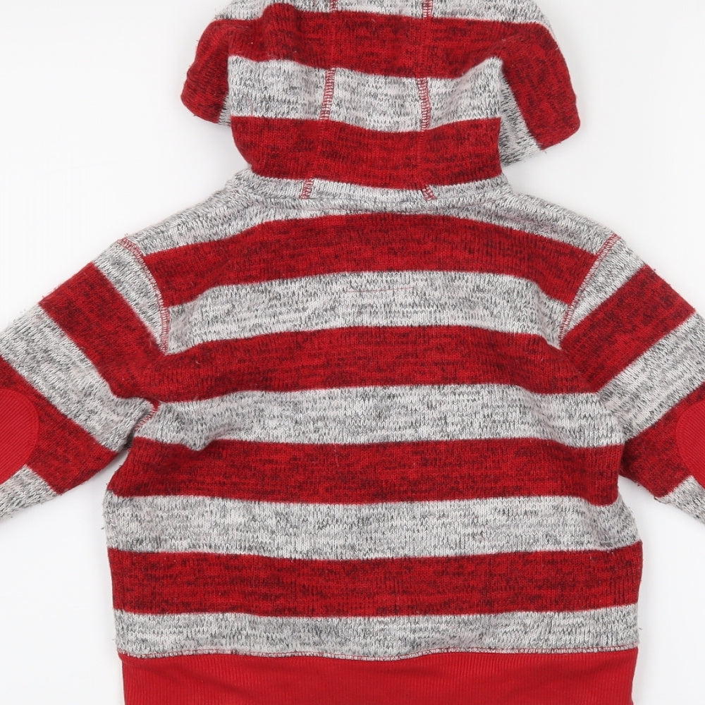 NEXT Boys Red Striped  Full Zip Hoodie Size 3-4 Years