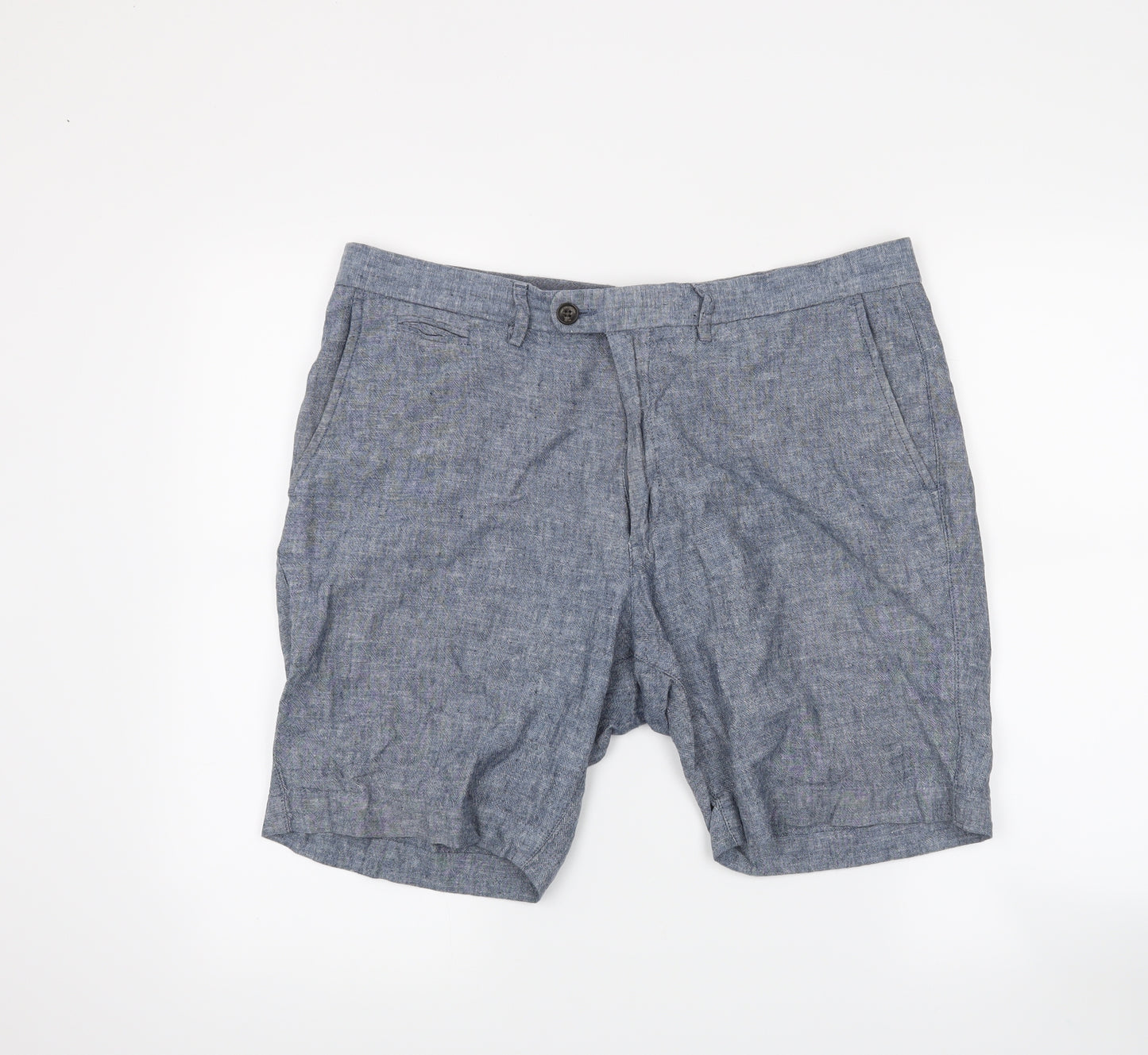 M&S Mens Blue   Chino Shorts Size 34 in