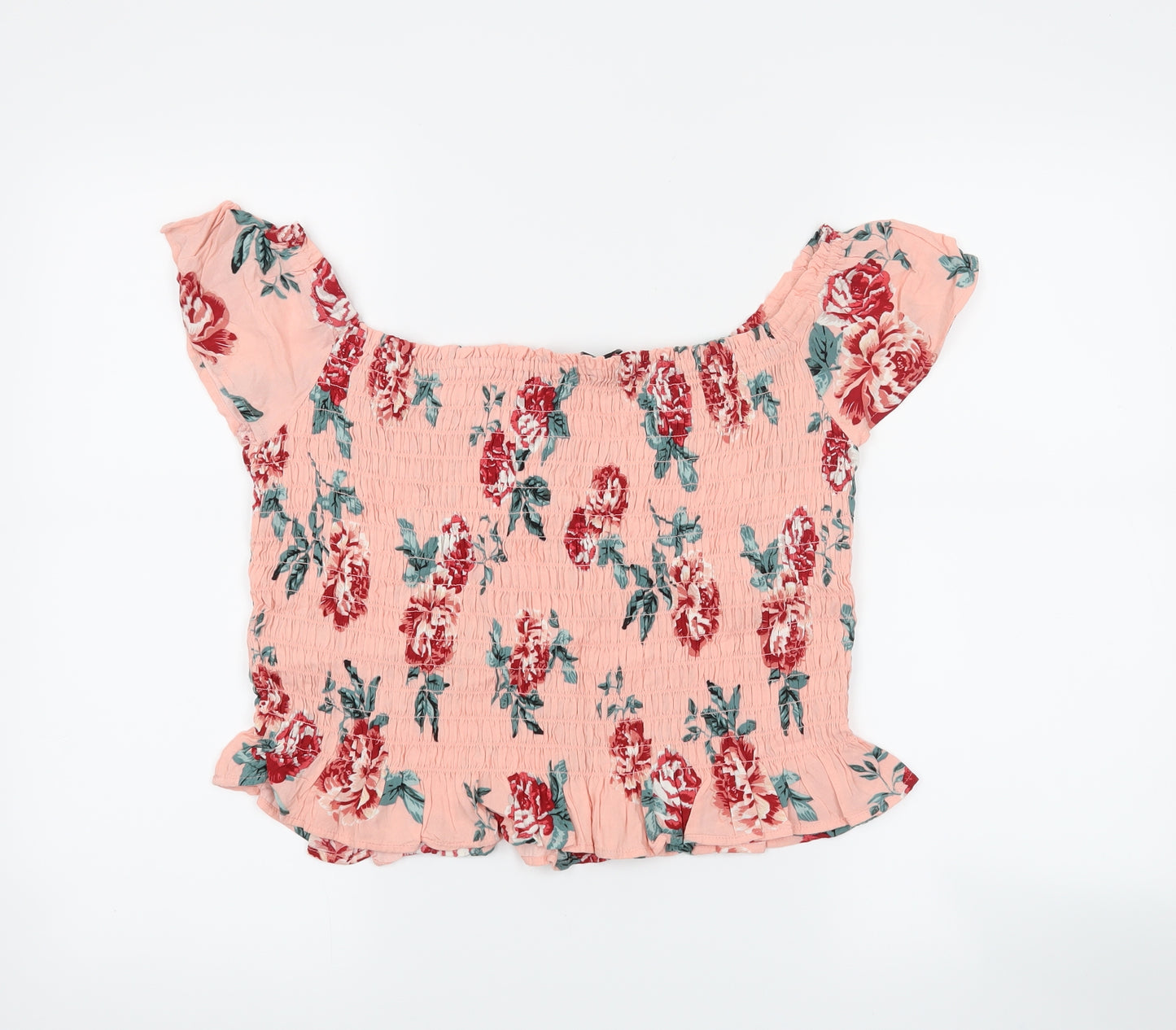 New Look Womens Pink Floral  Cropped Blouse Size 18