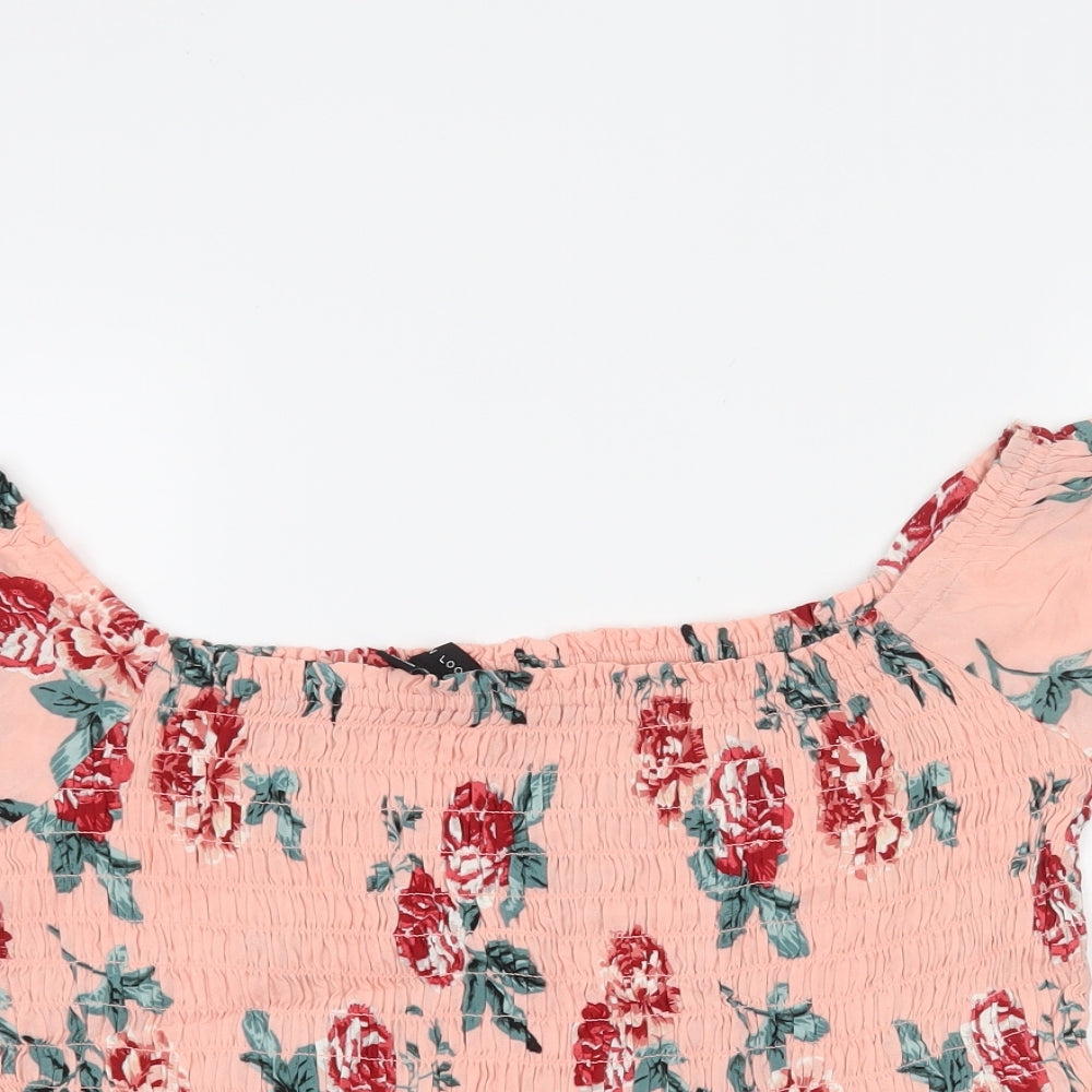 New Look Womens Pink Floral  Cropped Blouse Size 18