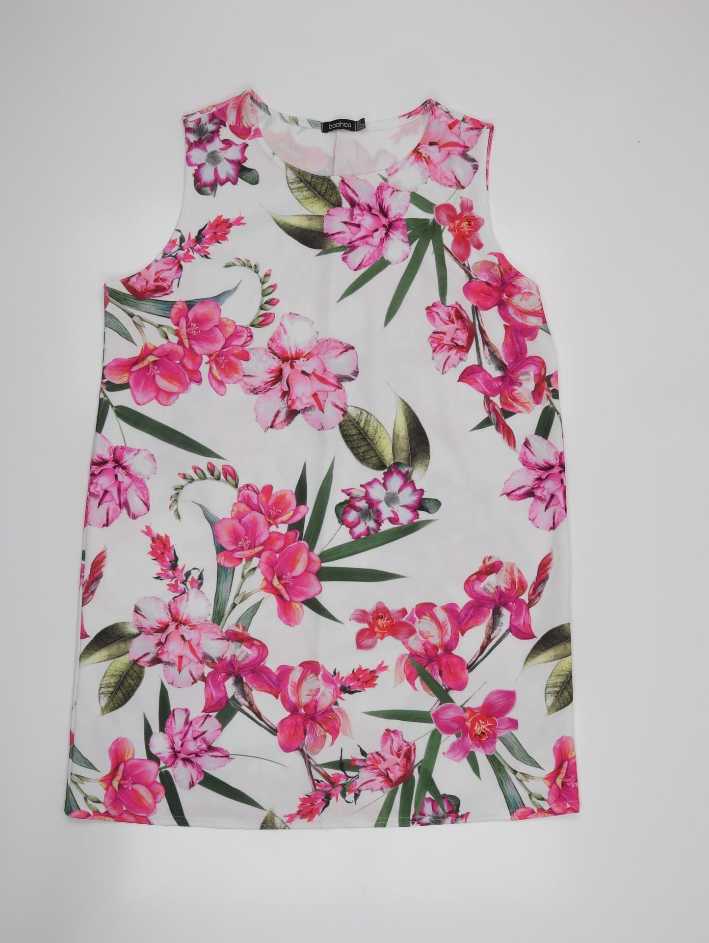 Boohoo Womens White Floral  A-Line  Size 16