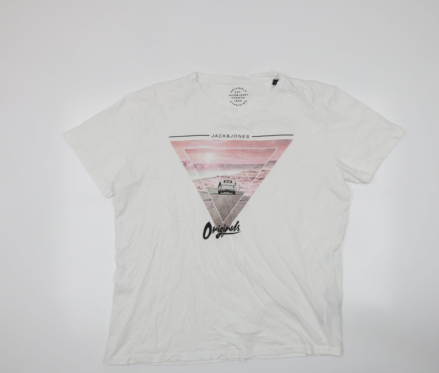 JACK JONES Mens White    T-Shirt Size XL