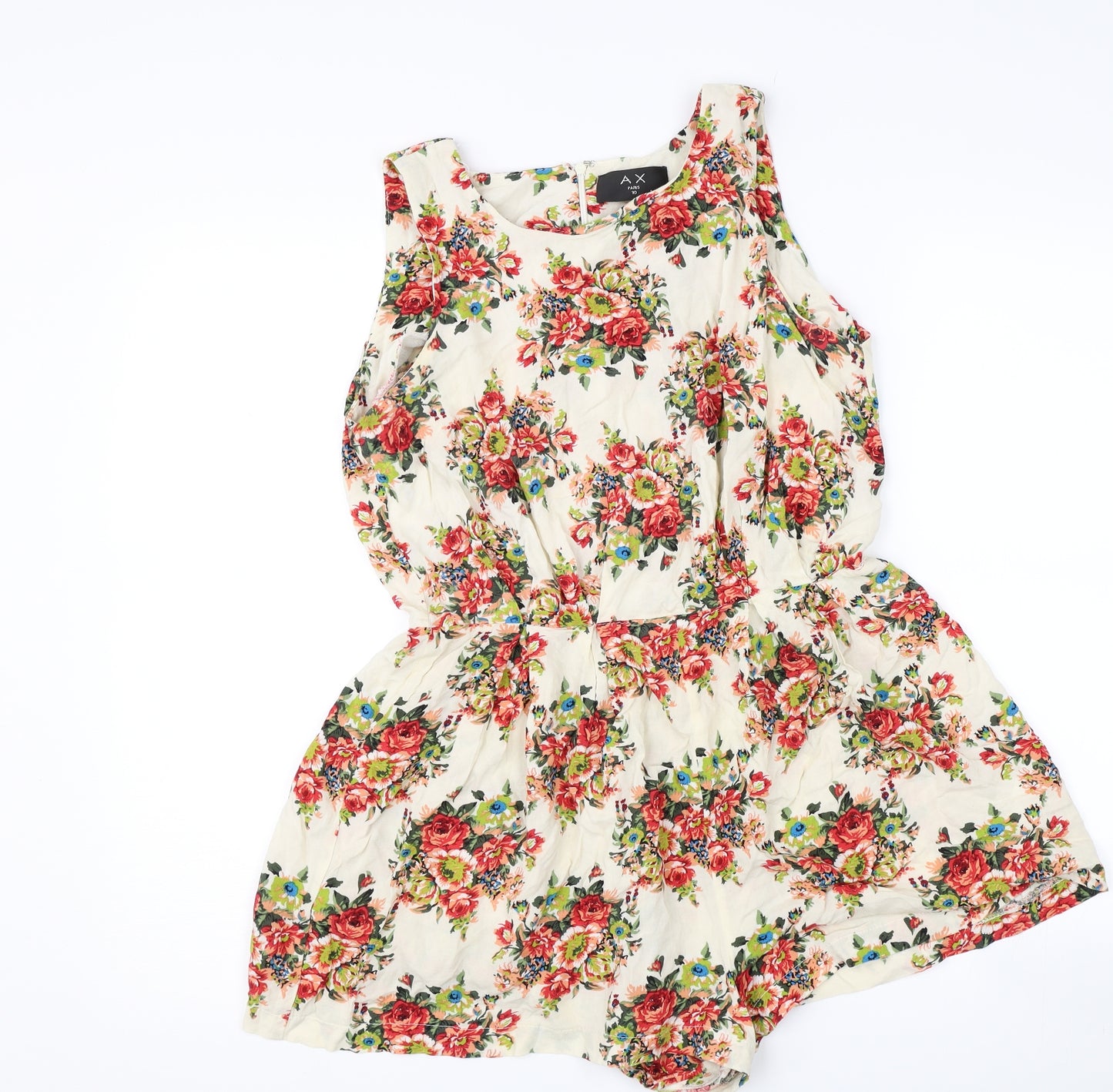 AX Paris Womens White Floral  Playsuit One-Piece Size 10