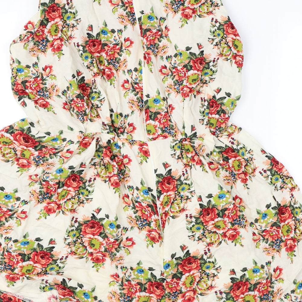 AX Paris Womens White Floral  Playsuit One-Piece Size 10