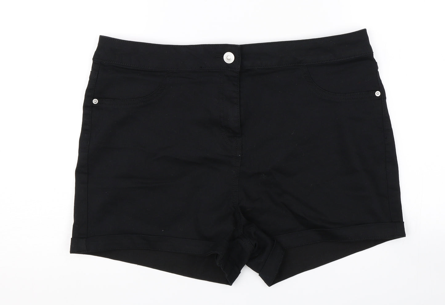 Papaya Womens Black  Denim Hot Pants Shorts Size 12