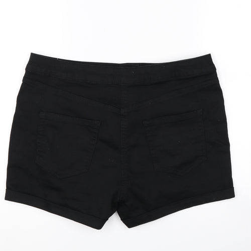 Papaya Womens Black  Denim Hot Pants Shorts Size 12