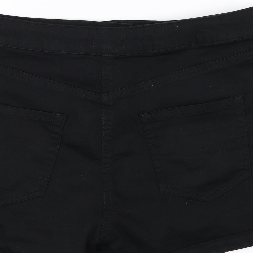 Papaya Womens Black  Denim Hot Pants Shorts Size 12