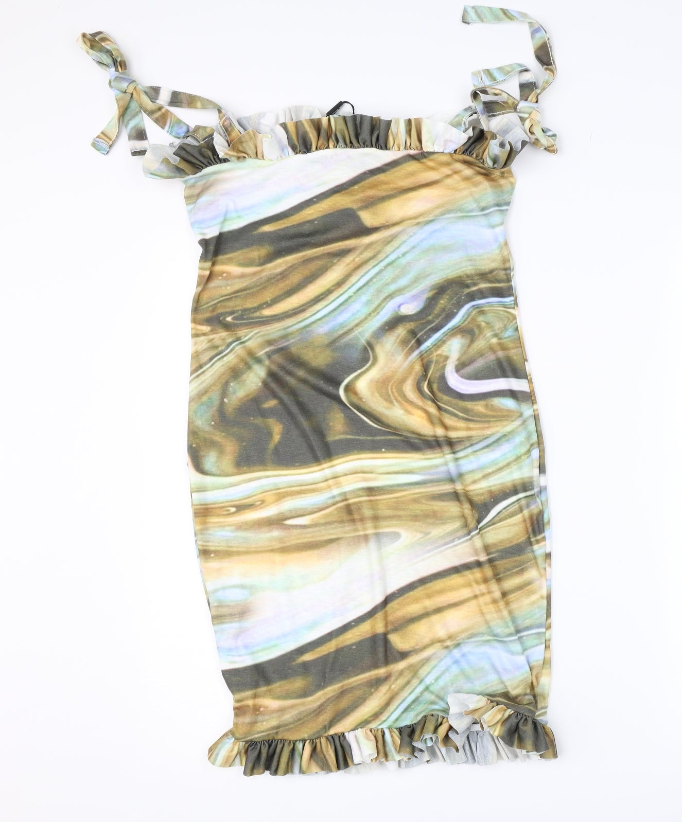 PRETTYLITTLETHING Womens Brown Geometric  Bodycon  Size 12