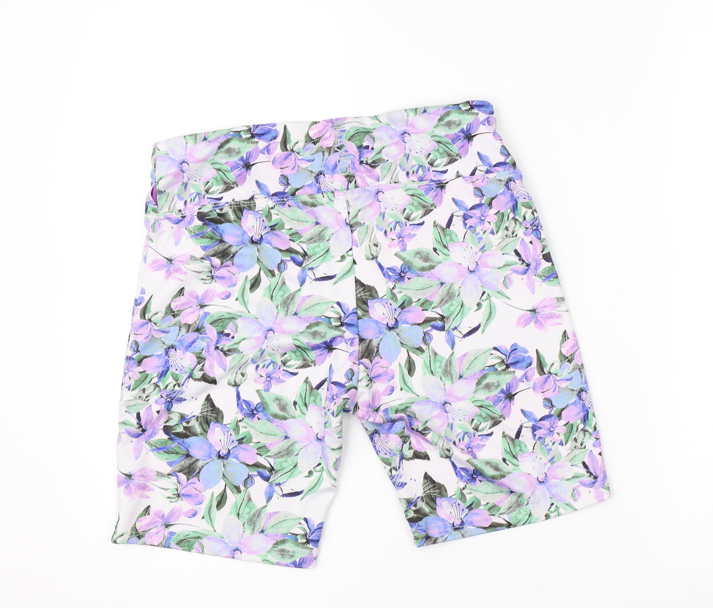 maxed Womens Purple Floral  Compression Shorts Size M