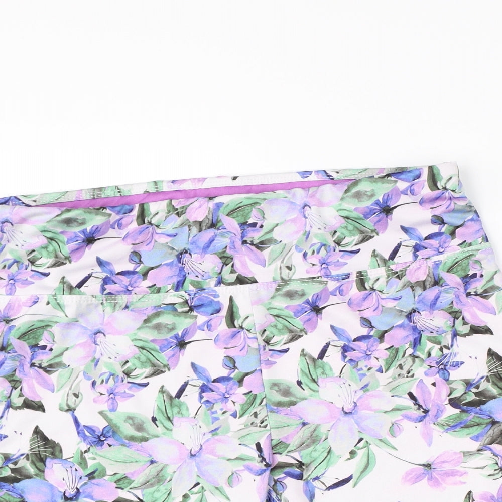 maxed Womens Purple Floral  Compression Shorts Size M