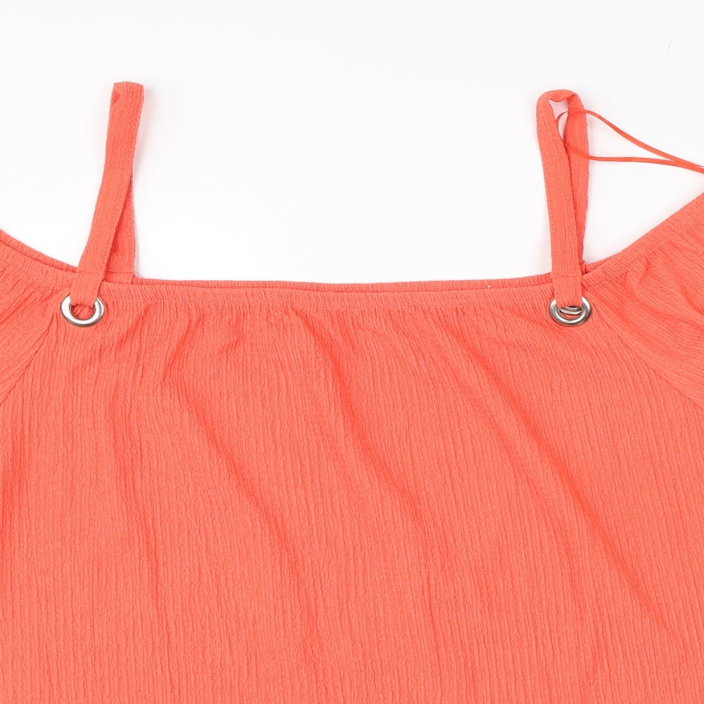 Papaya Womens Red   Basic T-Shirt Size 16  - Cut Out Shoulder