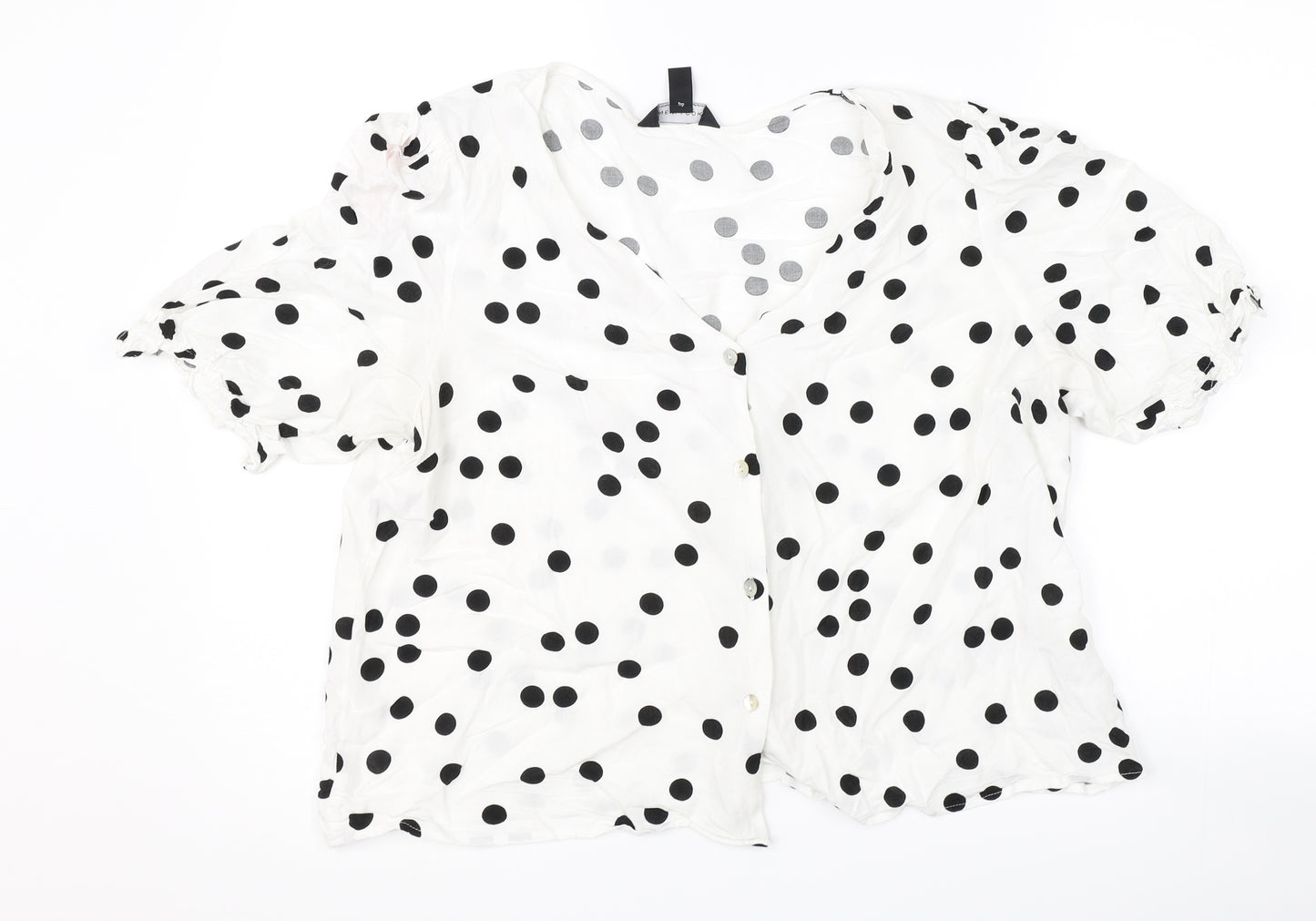 New Look Womens White Polka Dot  Basic Button-Up Size 16