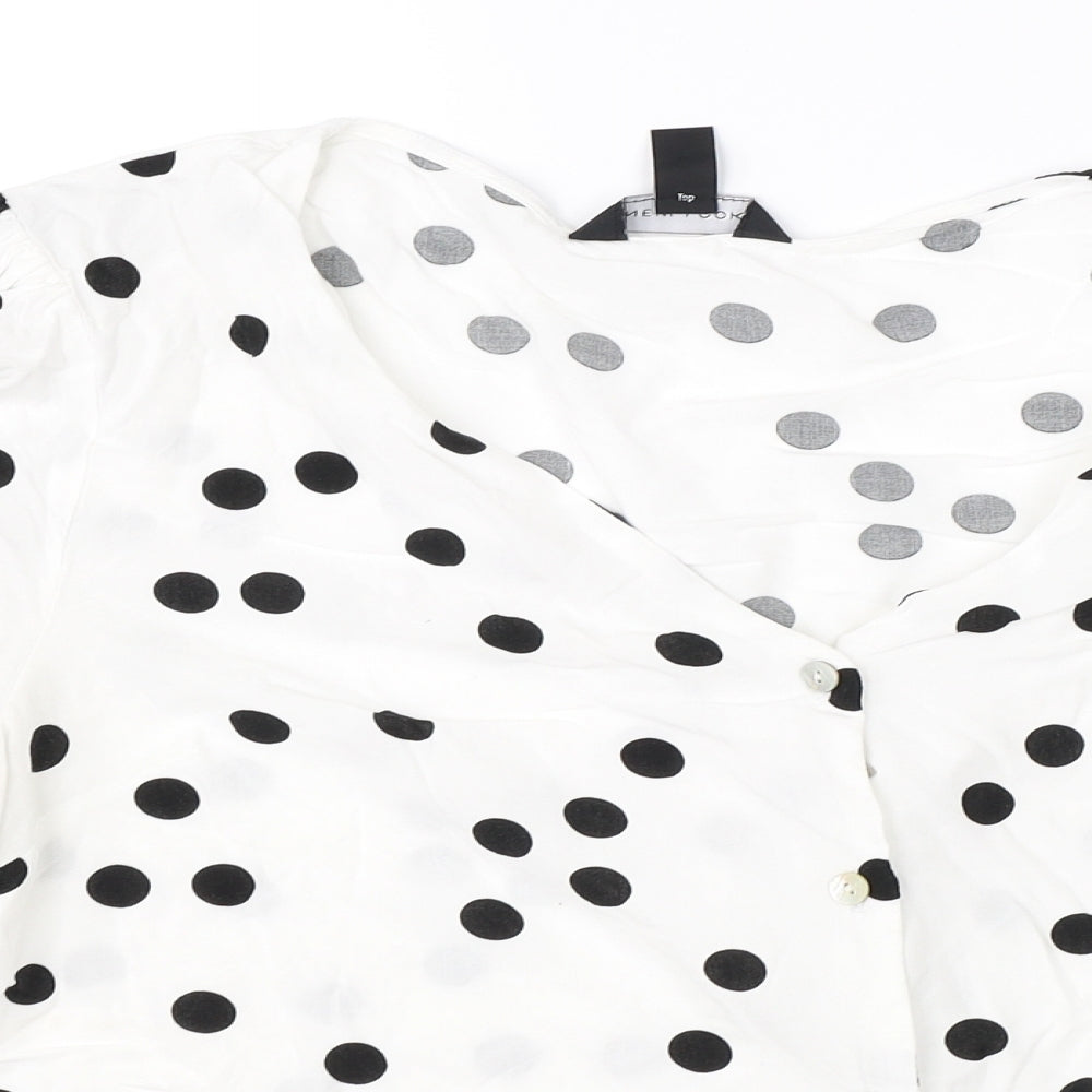New Look Womens White Polka Dot  Basic Button-Up Size 16