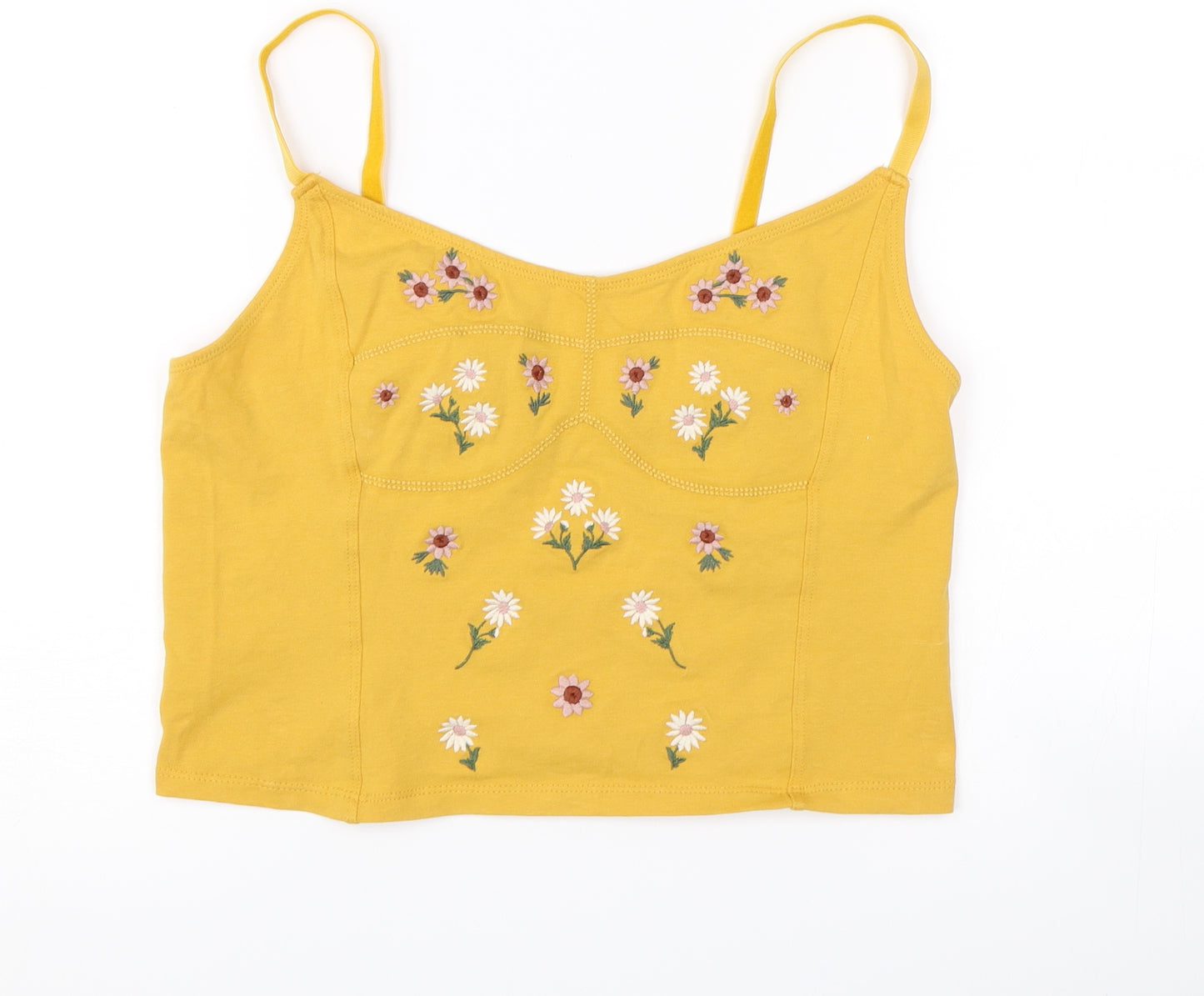 New Look Womens Yellow Floral  Cropped Tank Size 14
