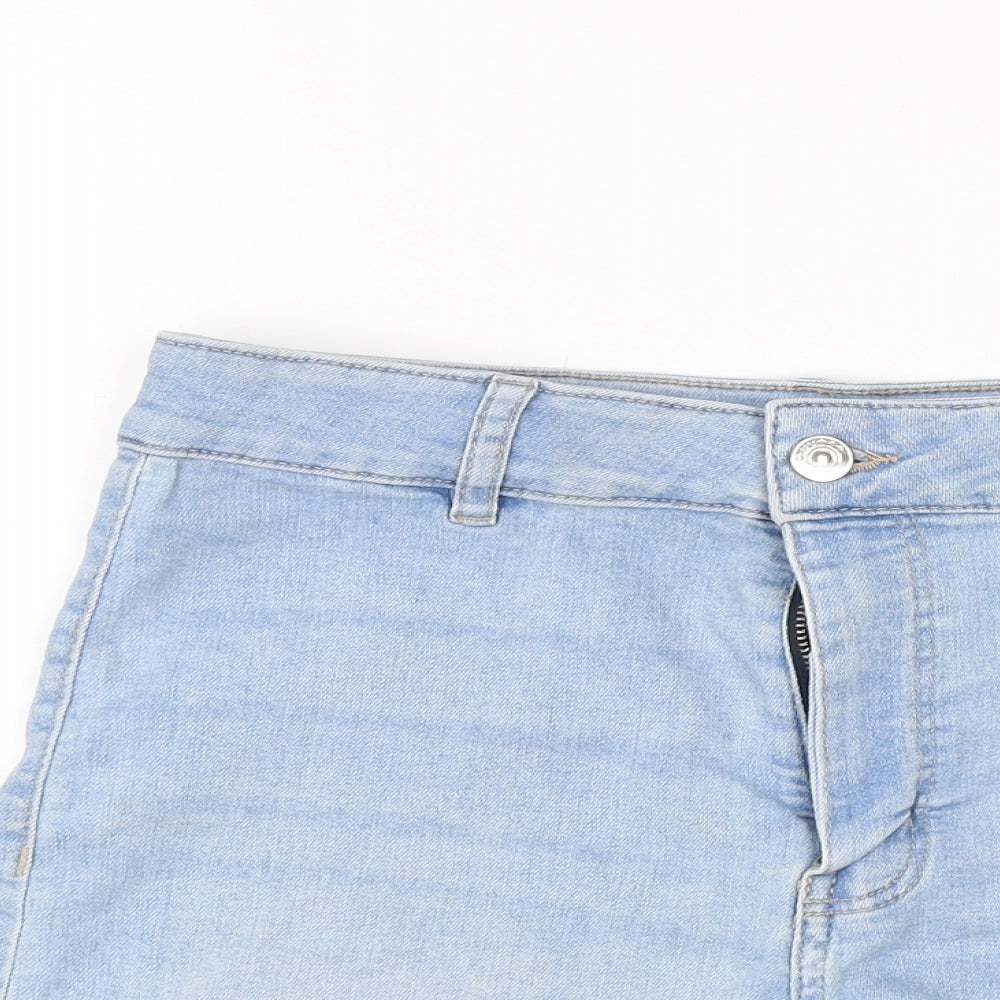 H&M Womens Blue  Denim Hot Pants Shorts Size 14