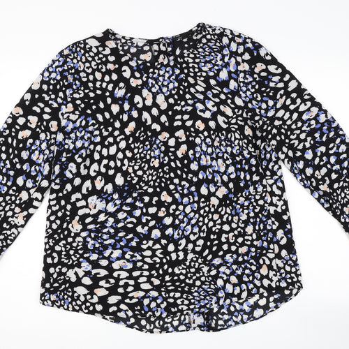 New Look Womens Black Animal Print  Basic Button-Up Size 16