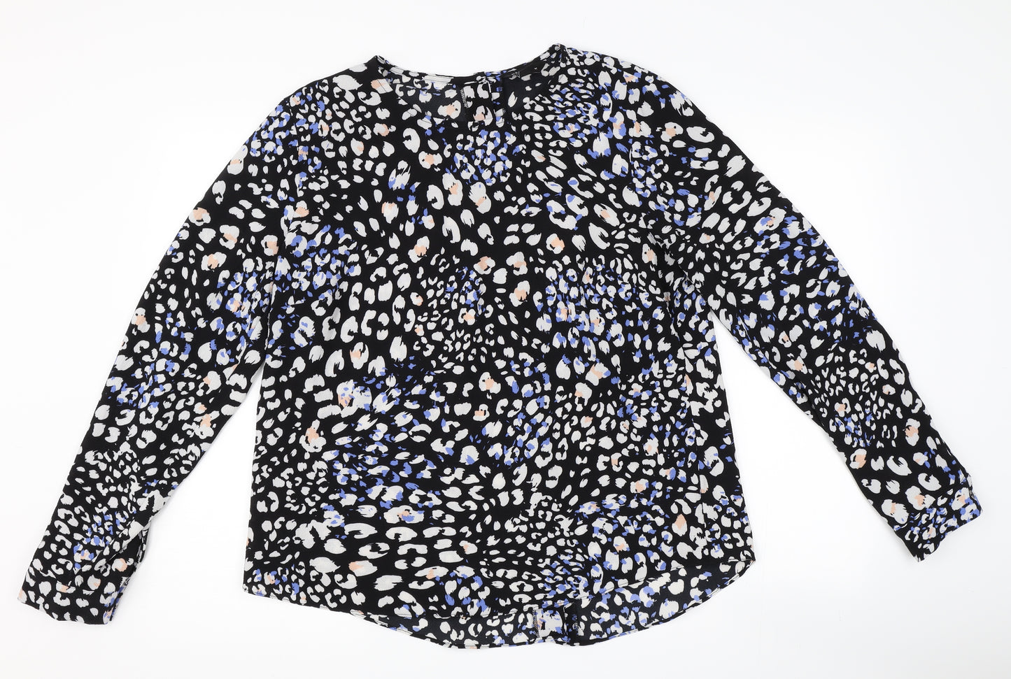 New Look Womens Black Animal Print  Basic Button-Up Size 16