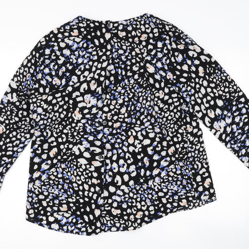 New Look Womens Black Animal Print  Basic Button-Up Size 16