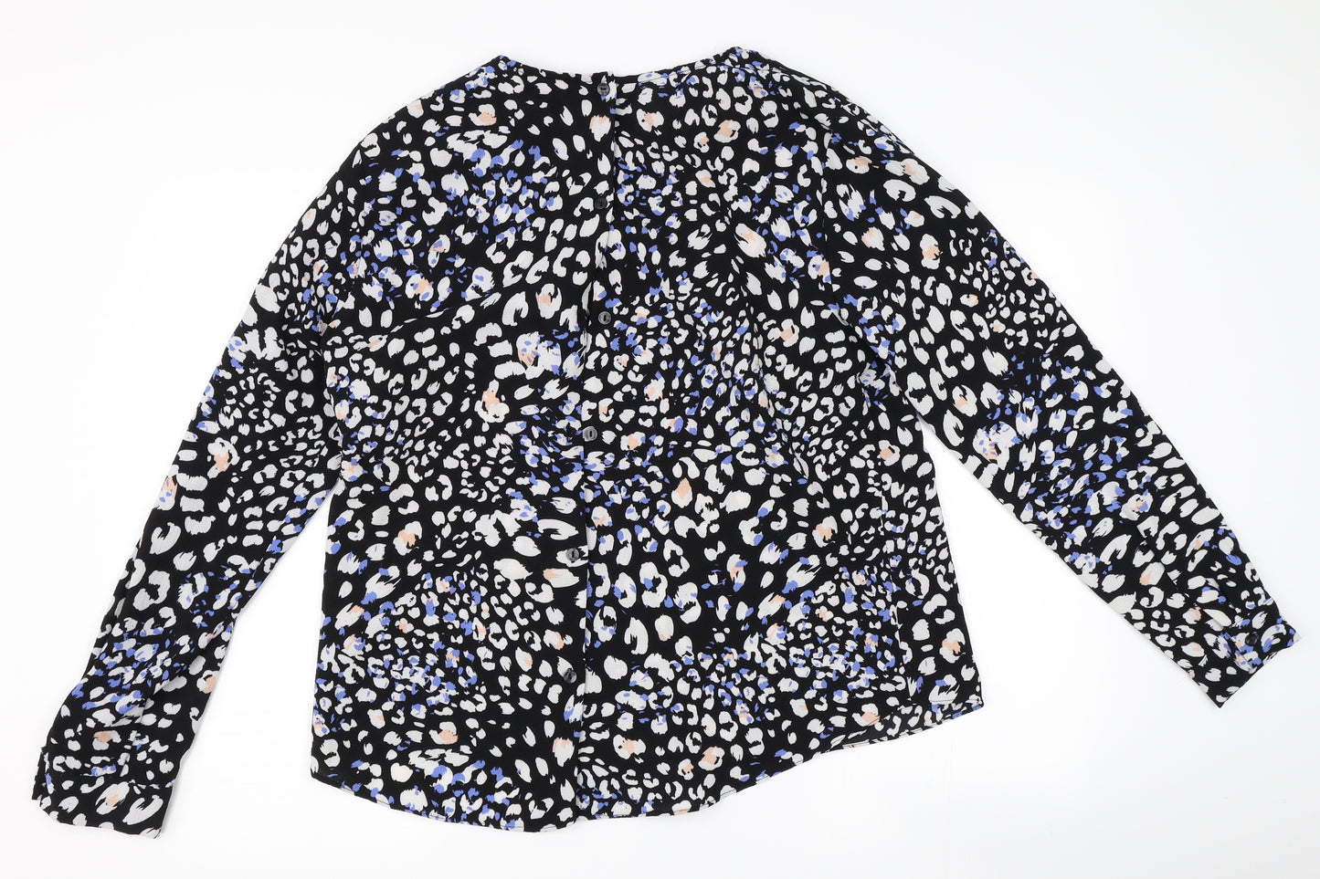 New Look Womens Black Animal Print  Basic Button-Up Size 16