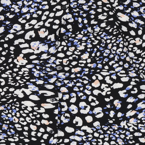New Look Womens Black Animal Print  Basic Button-Up Size 16