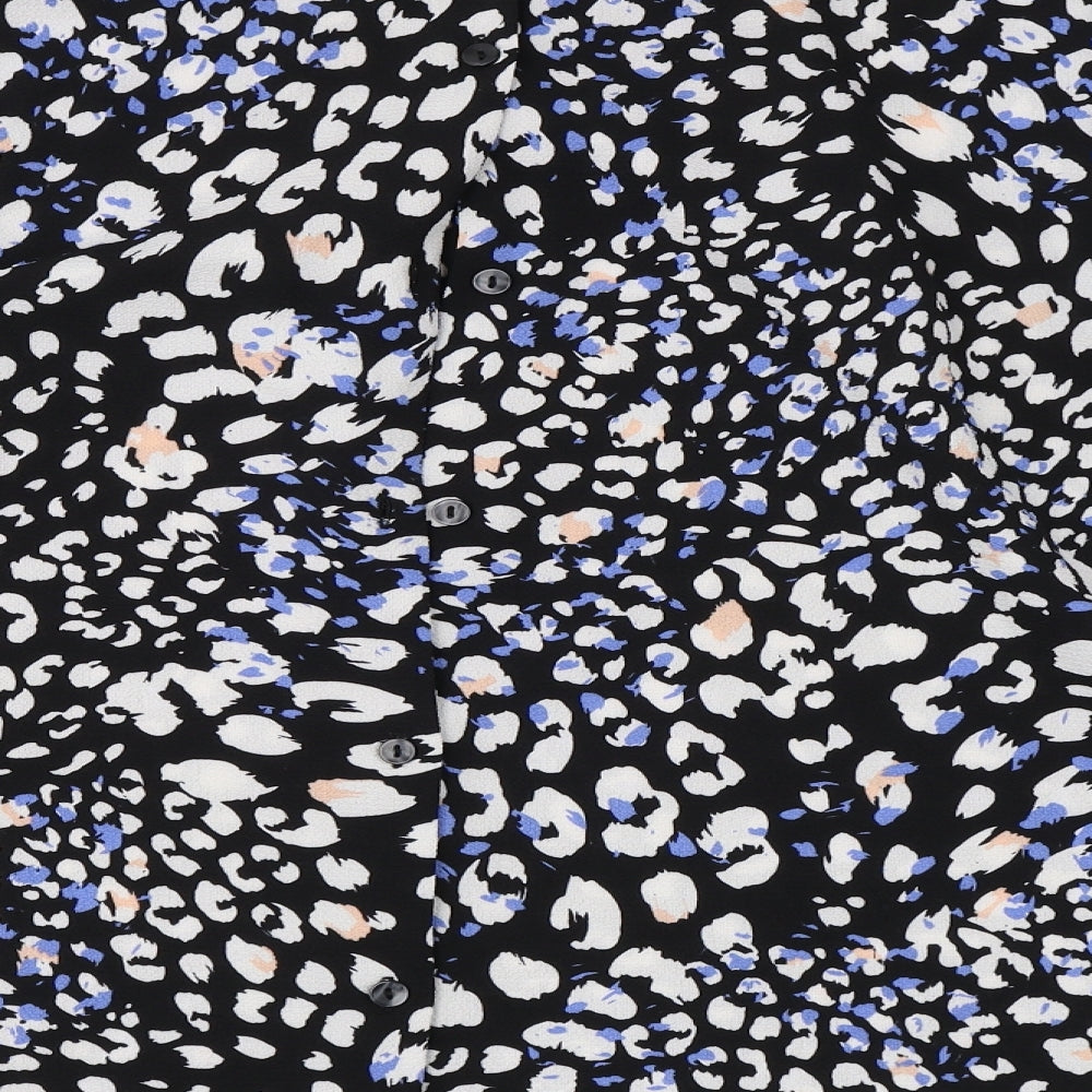 New Look Womens Black Animal Print  Basic Button-Up Size 16
