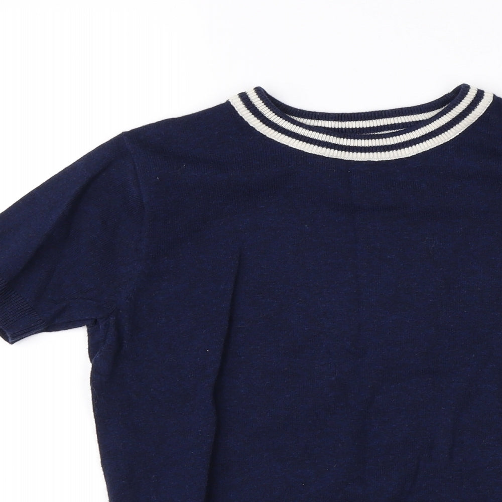 NEXT Girls Blue Striped  Basic T-Shirt Size 8 Years