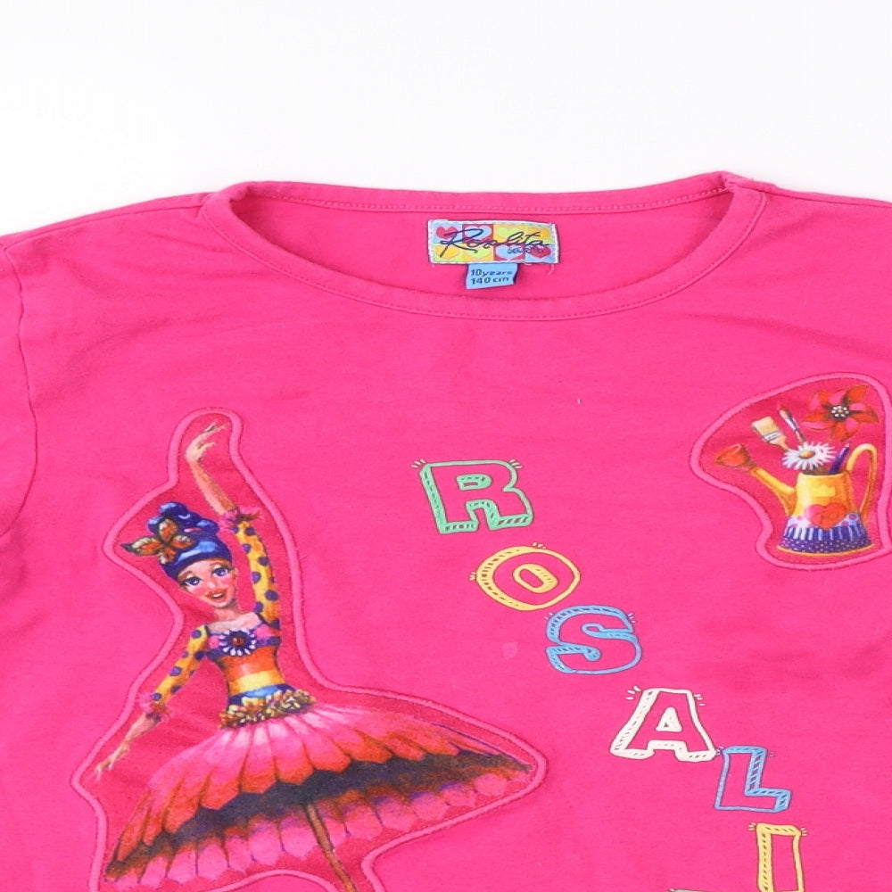 Rosalina Girls Pink   Basic T-Shirt Size 10 Years