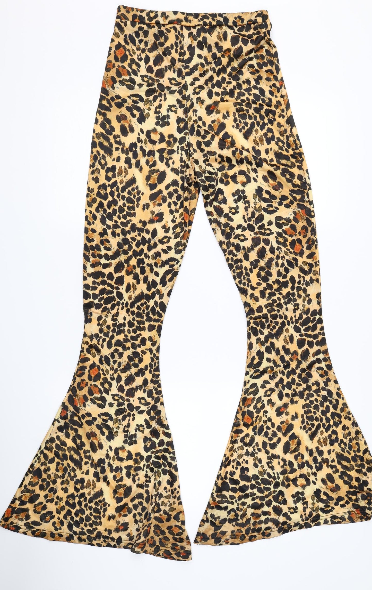 PRETTYLITTLETHING Womens Brown Animal Print  Trousers  Size 10 L30 in