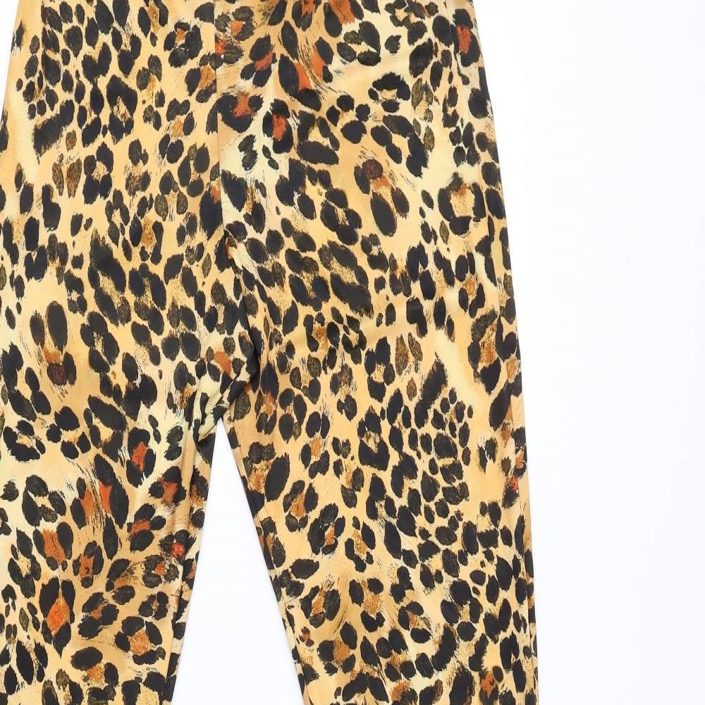 PRETTYLITTLETHING Womens Brown Animal Print  Trousers  Size 10 L30 in
