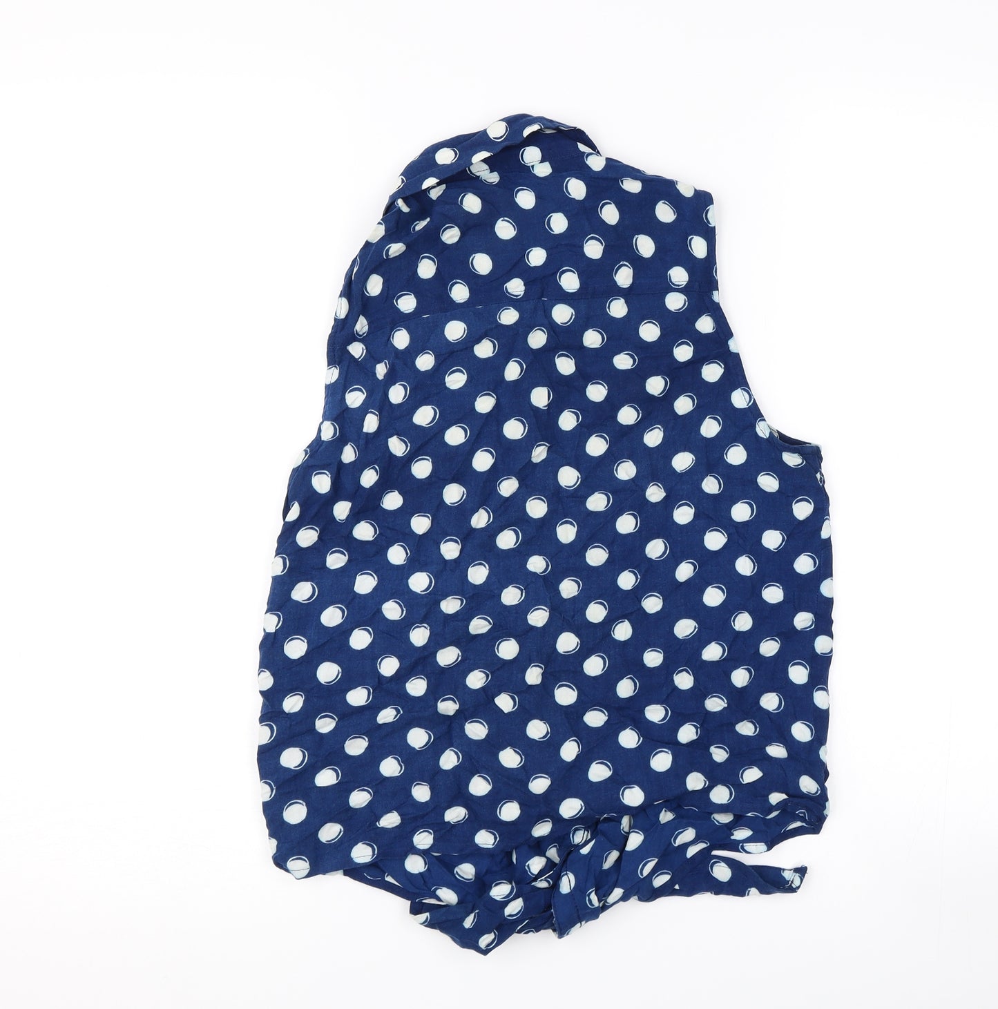 George Womens Blue Polka Dot  Basic Button-Up Size 10  - tie front