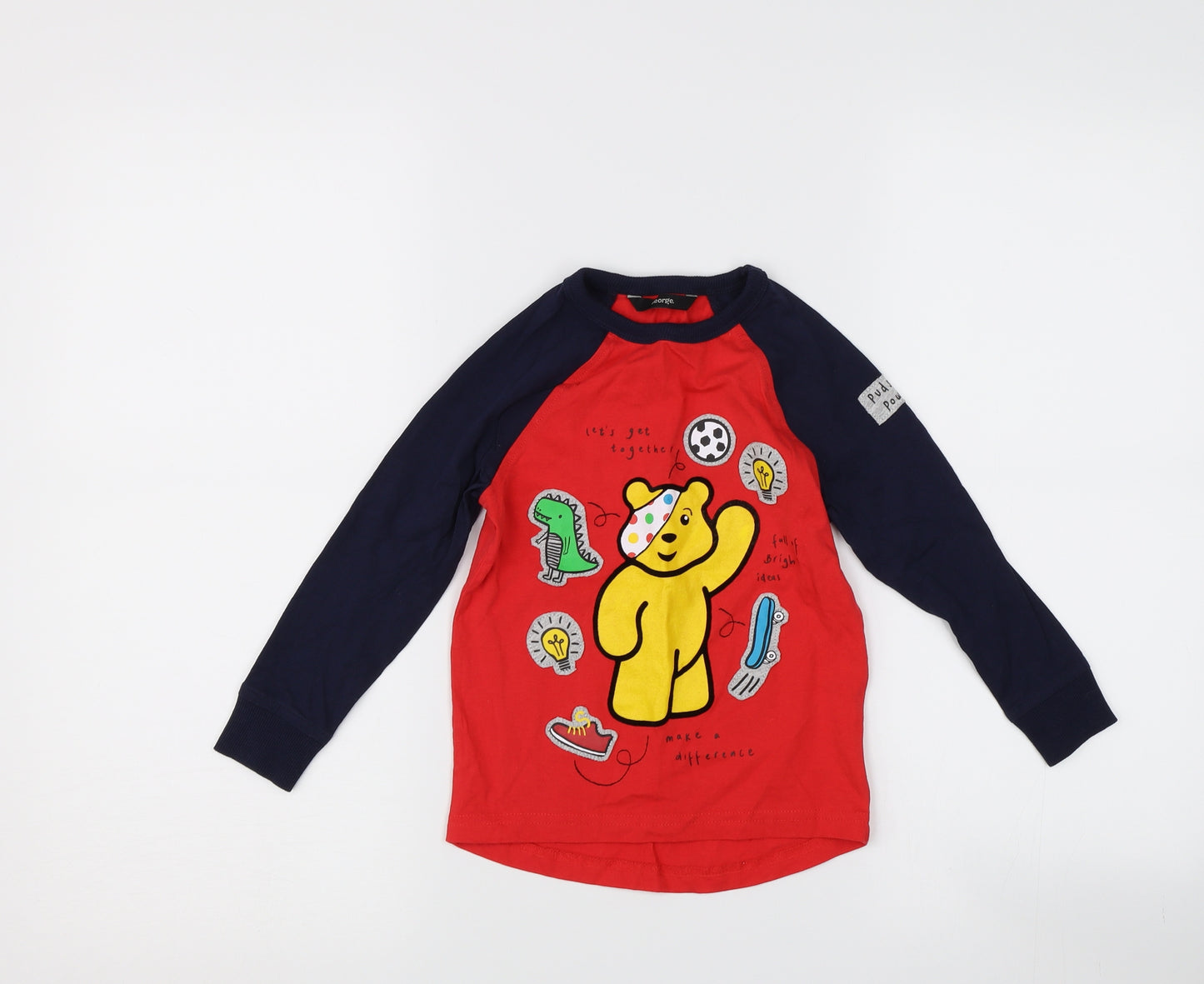 George Boys Red   Basic T-Shirt Size 2-3 Years  - Pudsey Bear
