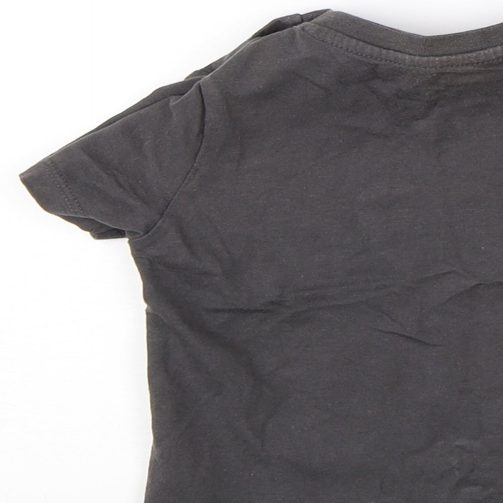 F&F Boys Grey   Basic T-Shirt Size 12-18 Months  - Tiger slogan