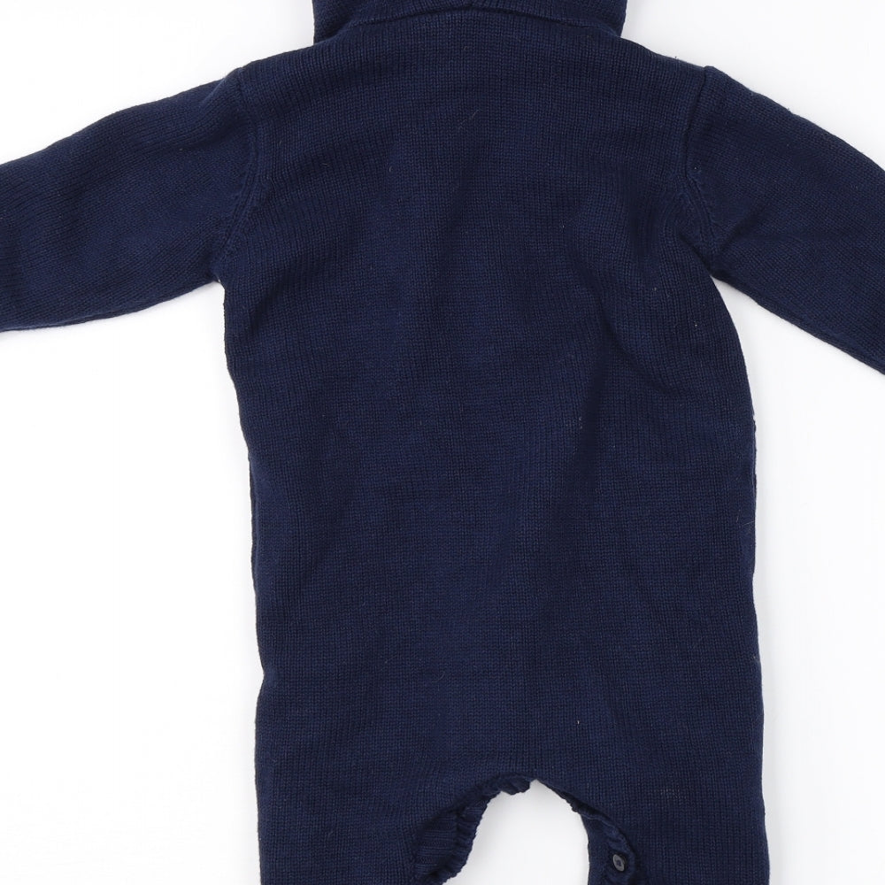 Matalan Boys Blue   Babygrow One-Piece Size 9-12 Months  - Teddy bear