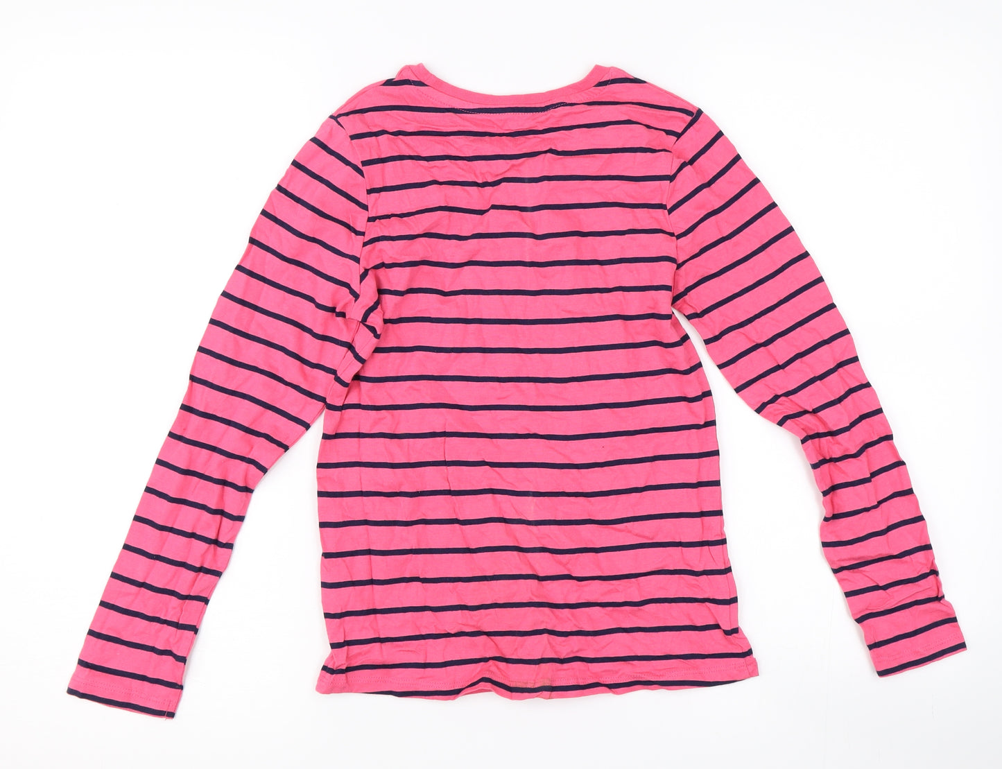 George Girls Pink Striped  Basic T-Shirt Size 10-11 Years