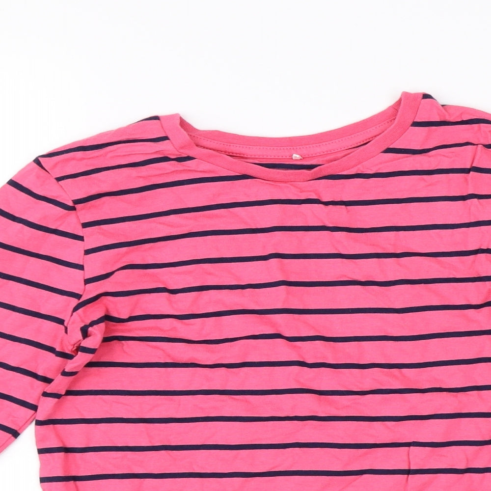 George Girls Pink Striped  Basic T-Shirt Size 10-11 Years