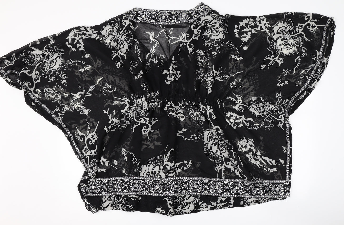 RJR.John Rocha Womens Black Floral  Basic T-Shirt Size 16