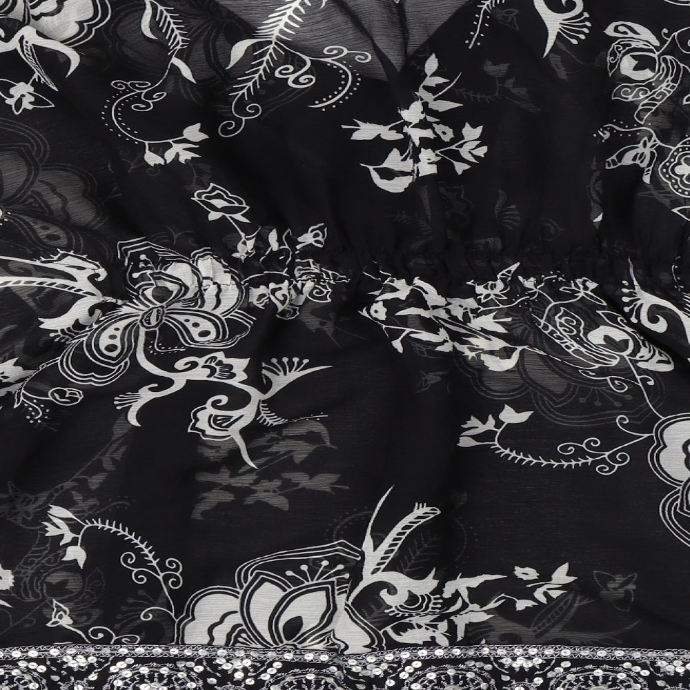 RJR.John Rocha Womens Black Floral  Basic T-Shirt Size 16