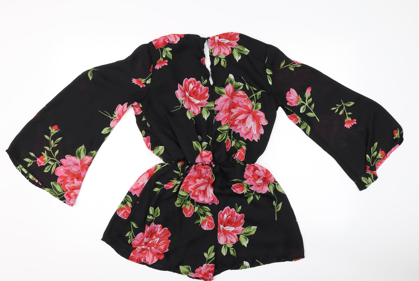 Primark Womens Black Floral  Playsuit One-Piece Size 6