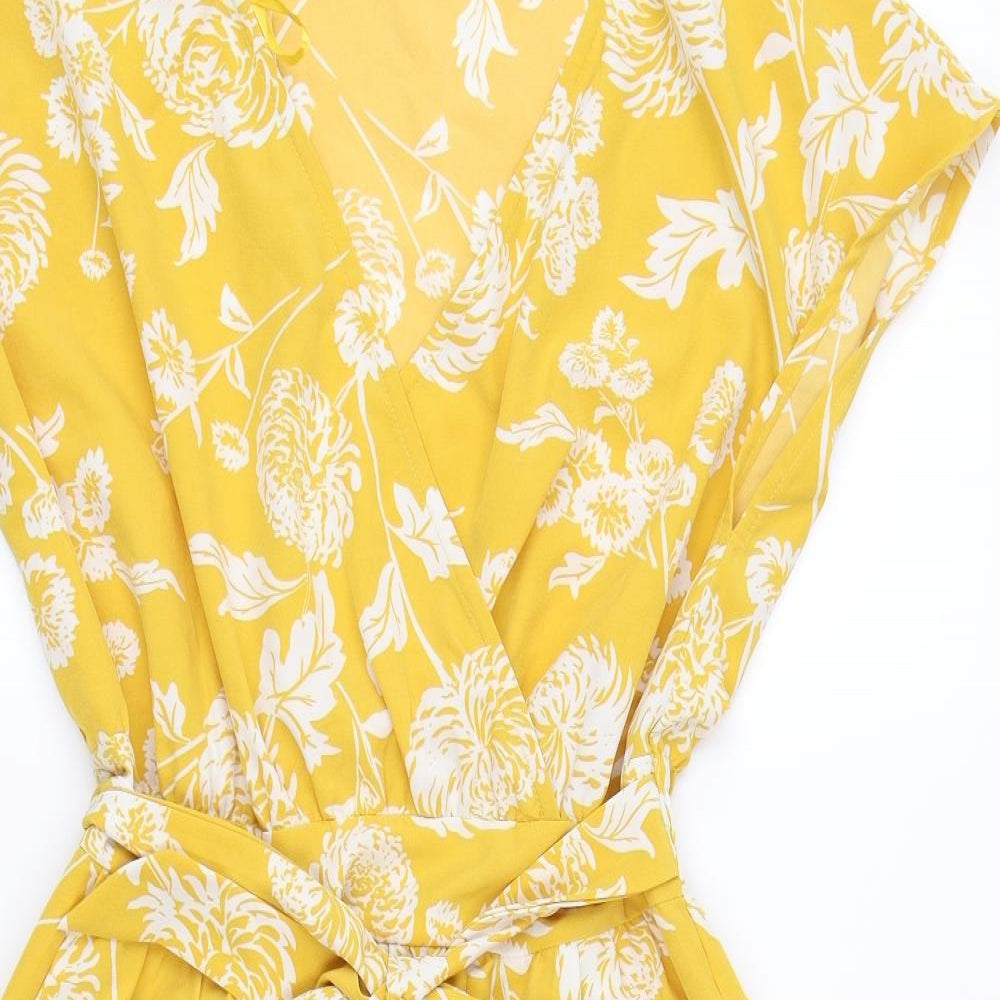 blue vanilla Womens Yellow Floral  A-Line  Size 12