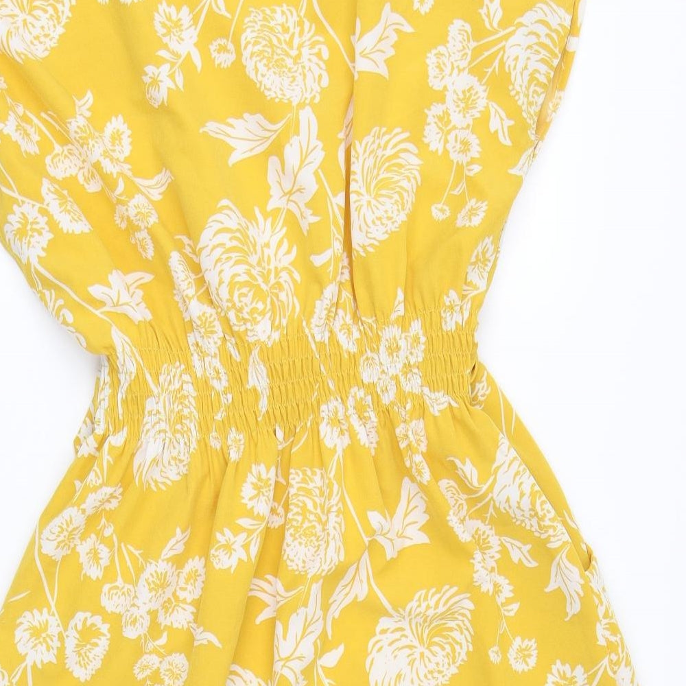 blue vanilla Womens Yellow Floral  A-Line  Size 12