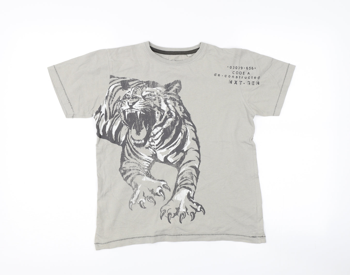 NEXT Boys Grey   Basic T-Shirt Size 3 Years  - Tiger