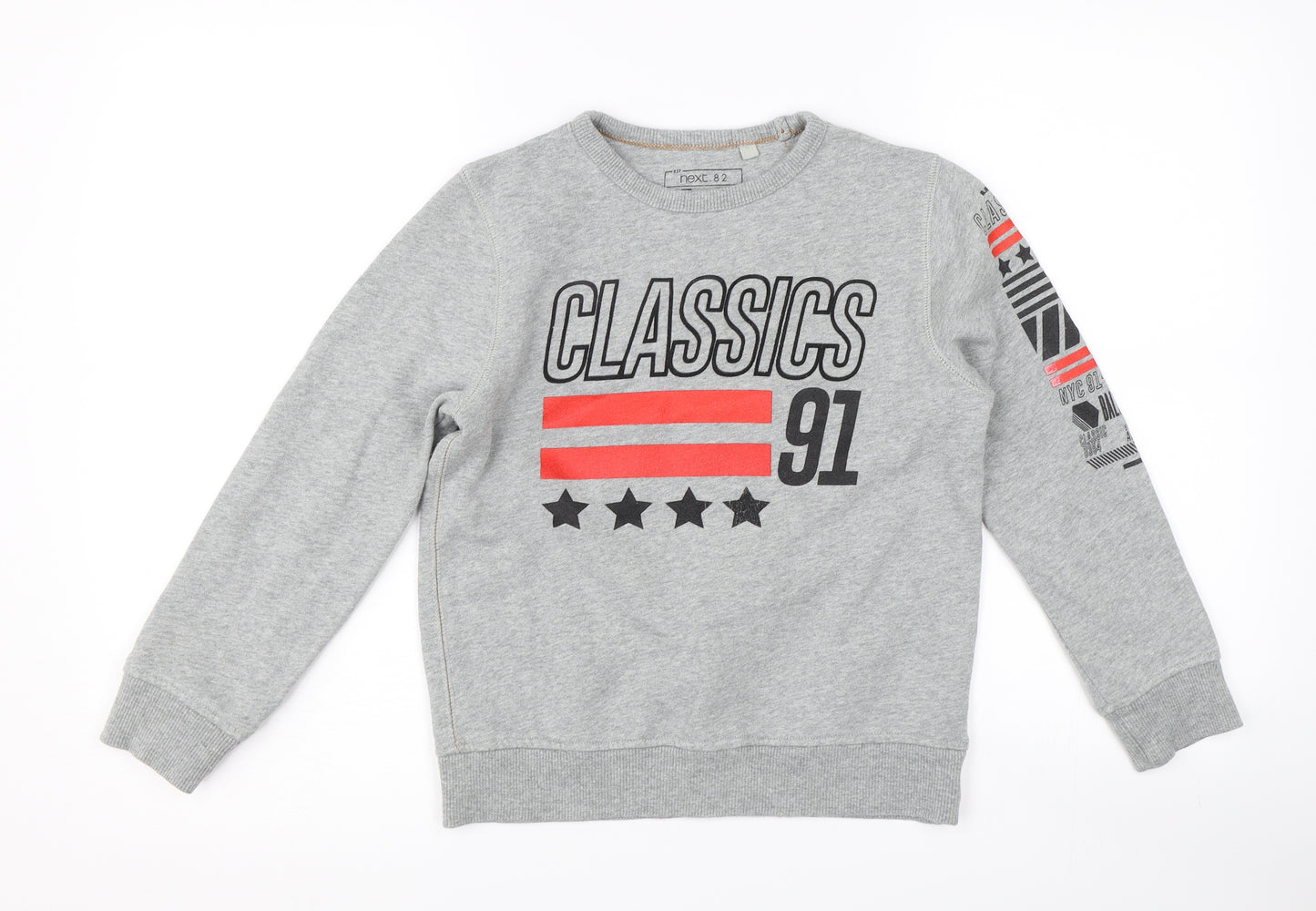 NEXT Boys Grey   Pullover Sweatshirt Size 8 Years  - graphic