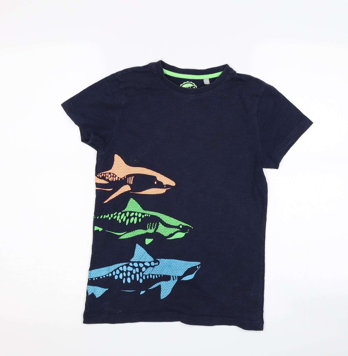 Blue Zoo Boys Blue   Basic T-Shirt Size 9-10 Years  - sharks