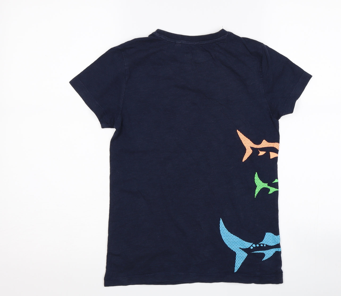 Blue Zoo Boys Blue   Basic T-Shirt Size 9-10 Years  - sharks