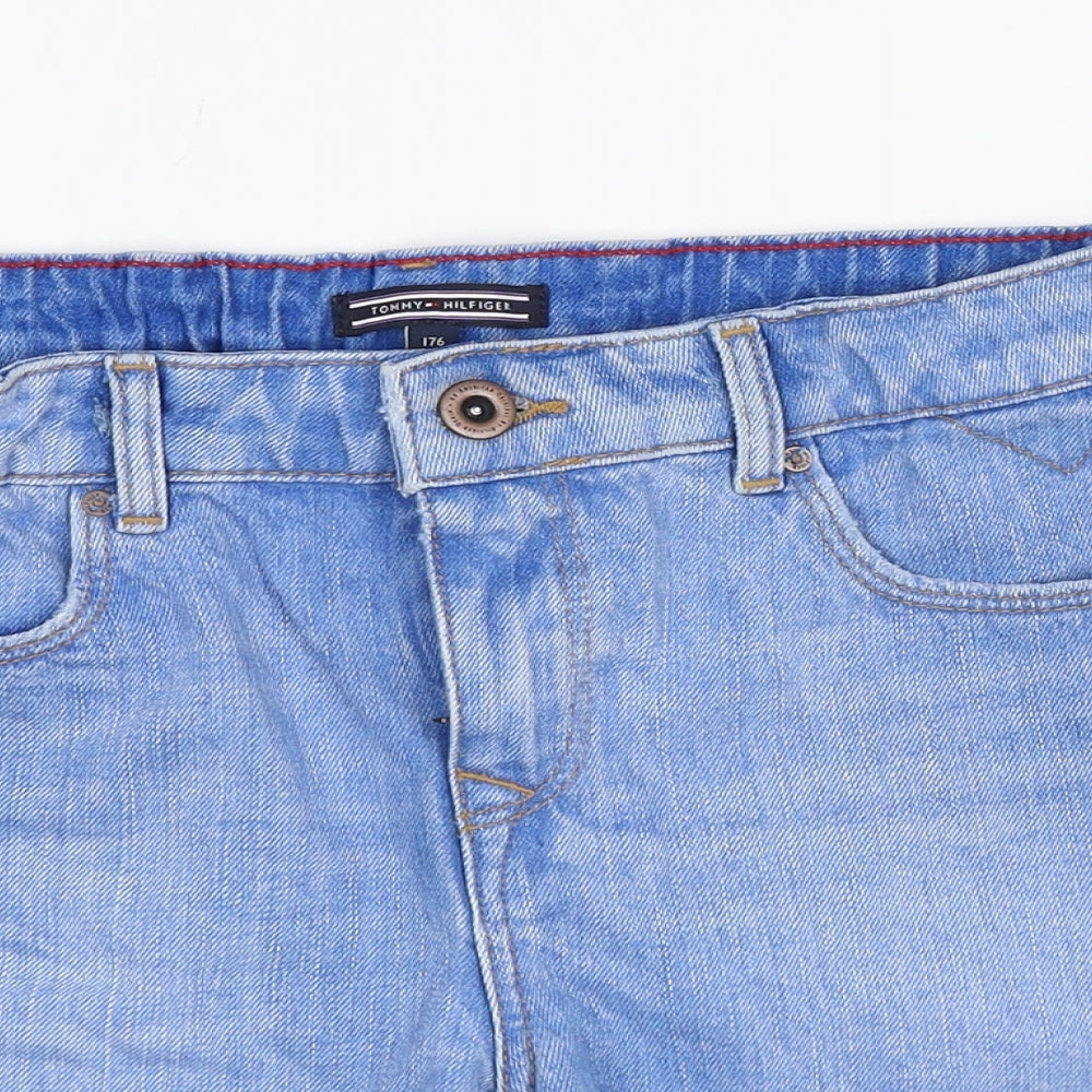 Tommy Hilfiger Girls Blue  Denim Cut-Off Shorts Size 16 Years