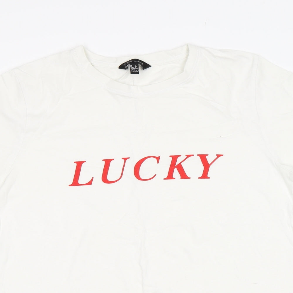 New Look Womens White   Basic T-Shirt Size 12  - lucky