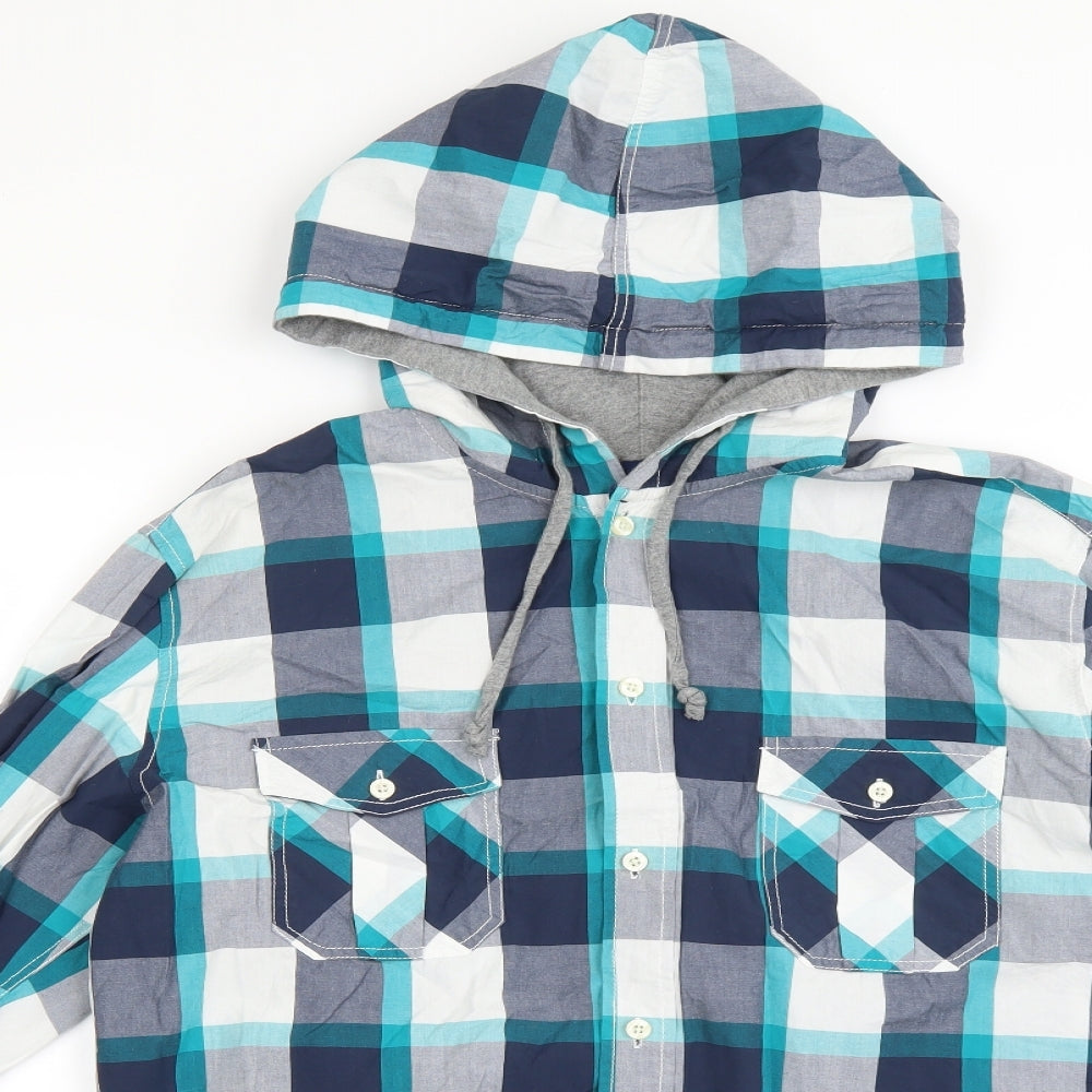 Soul Cal Mens Blue Check   Button-Up Size L