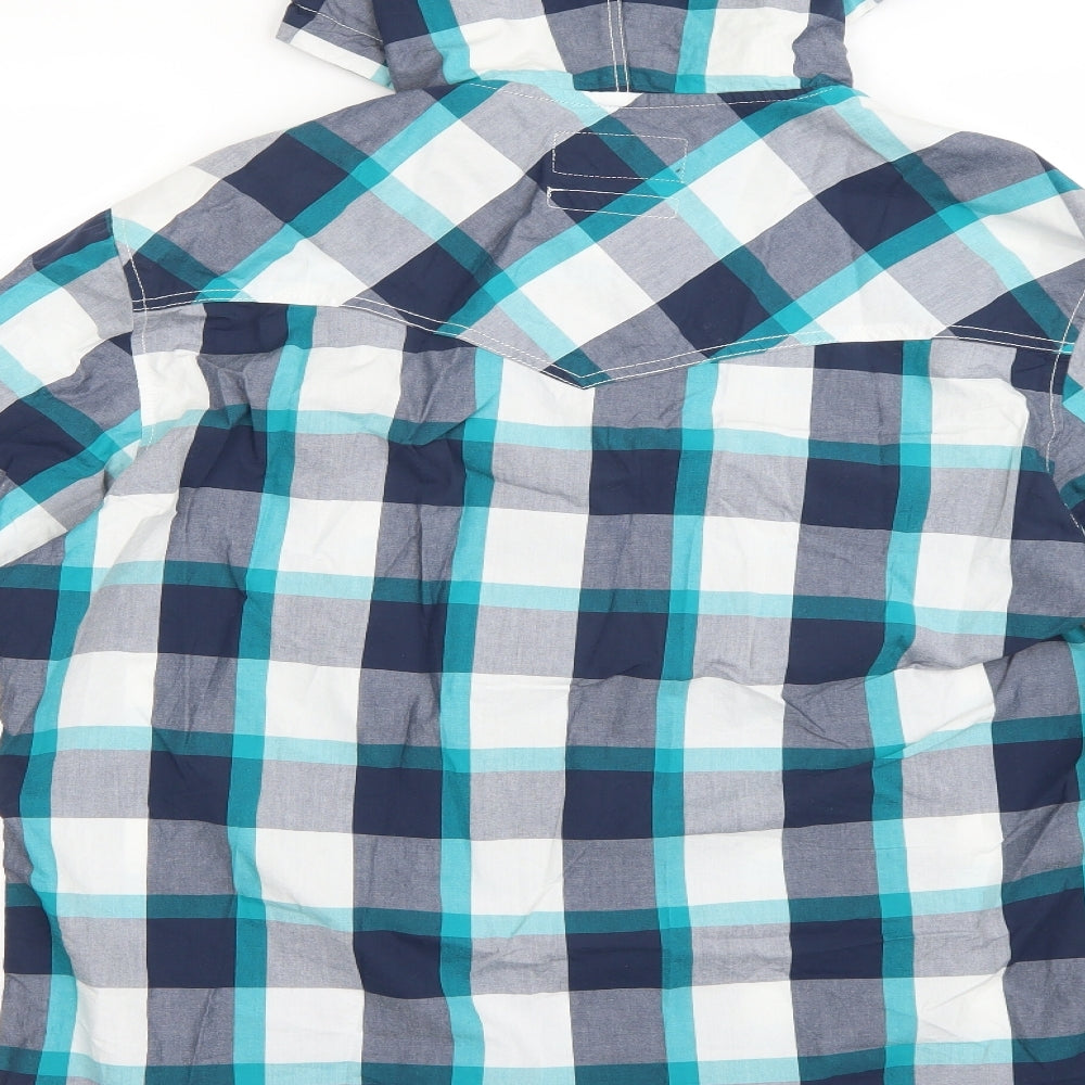 Soul Cal Mens Blue Check   Button-Up Size L