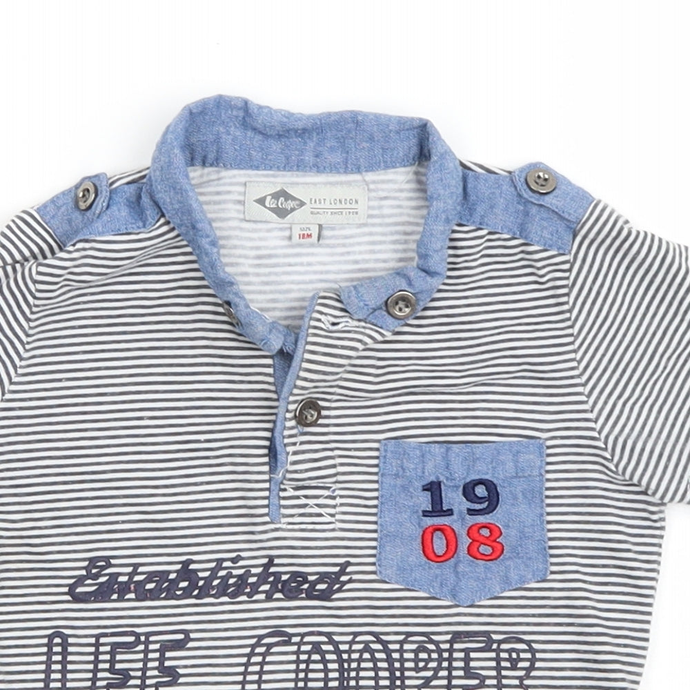 Lee Cooper Boys Blue Striped  Basic Polo Size 18-24 Months