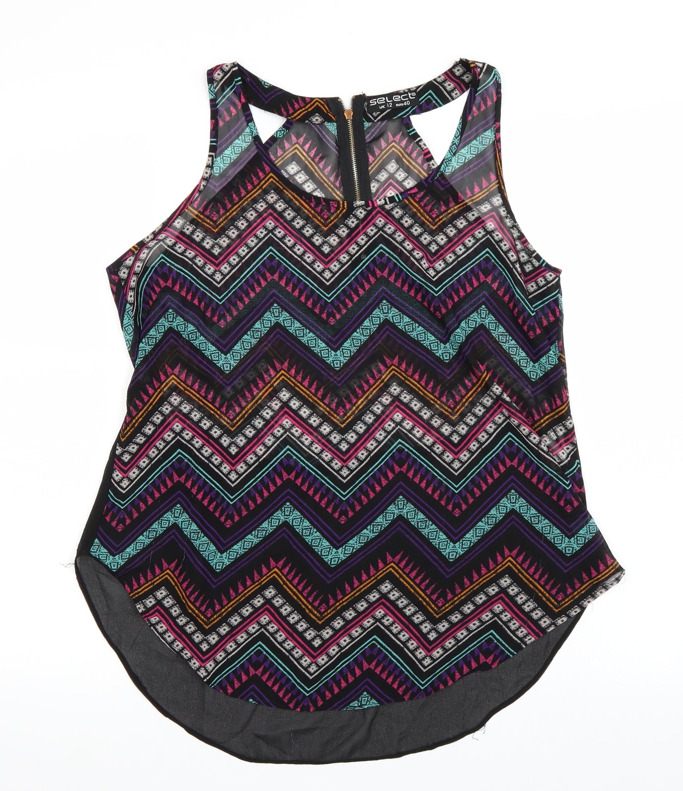 Select Womens Multicoloured Geometric  Basic Tank Size 12